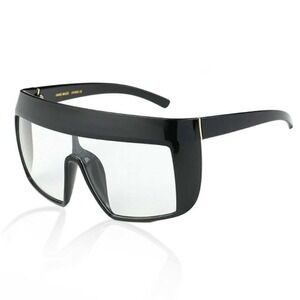 Shield Visor Sunglasses Women Fashion Futuristic Cyclops Sun Glasses‎ Clear Lens